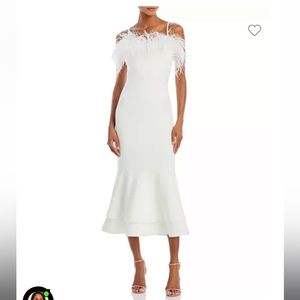 LIKELY Aurora Feather Trim Midi Gown
